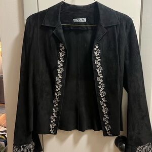 Alberta Ferretti Black Floral Embroidered Blazer